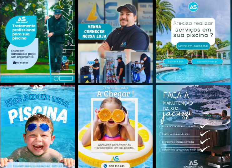 Peças de redes sociais criadas para a Águas Sublimes